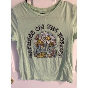Old Navy Kids XL 14-16 Happiness On The Horizon Mushroom Frog Mint Graphic Tee
